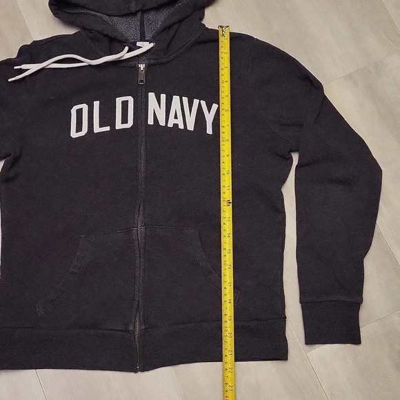 🛍Old Navy Full Zip Charcoal Grey Drawstring Hooded Sweatshirt Womens Size S - Picture 4 of 6